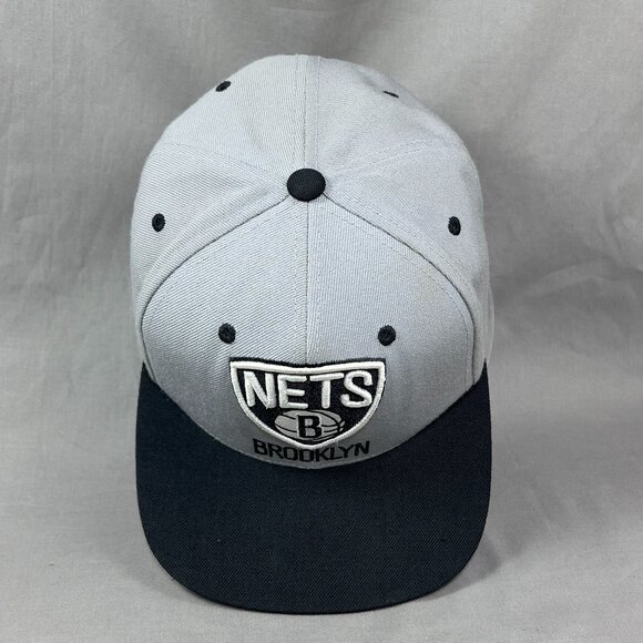 Mitchell & Ness Brooklyn Nets NBA Snapback Hat Gray Adjustable Basketball Mens - Picture 9 of 16
